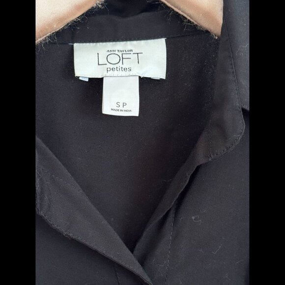 Ann Taylor Loft Petites, Black Button Down Shirt, Size SP (small petite) - Picture 2 of 3